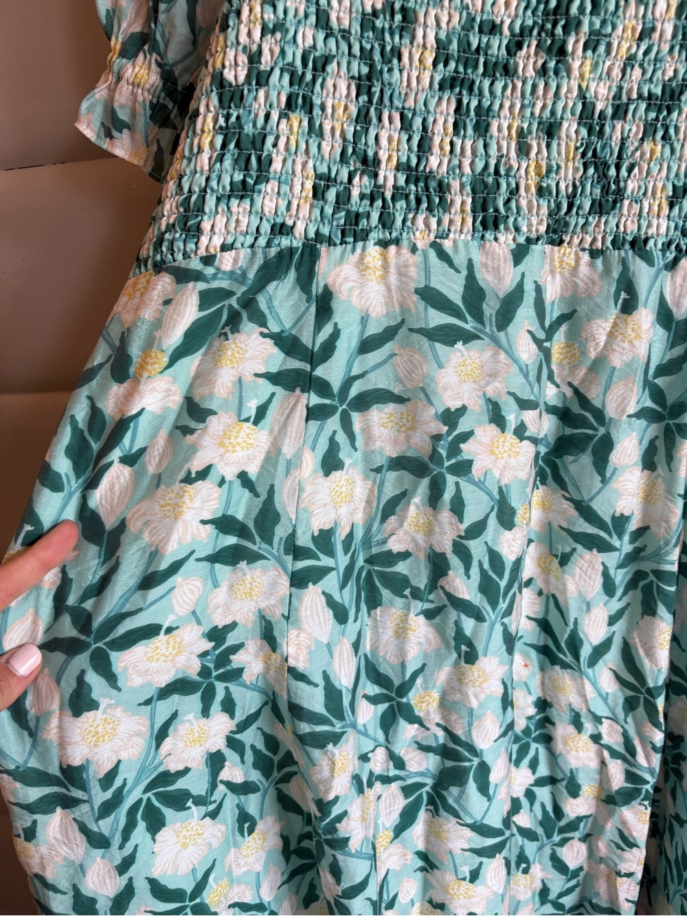 Ivy City Co Floral Midi Dress 1X Puff Sleeve Smocked Cottagecore Viscose Blend - Picture 7 of 9